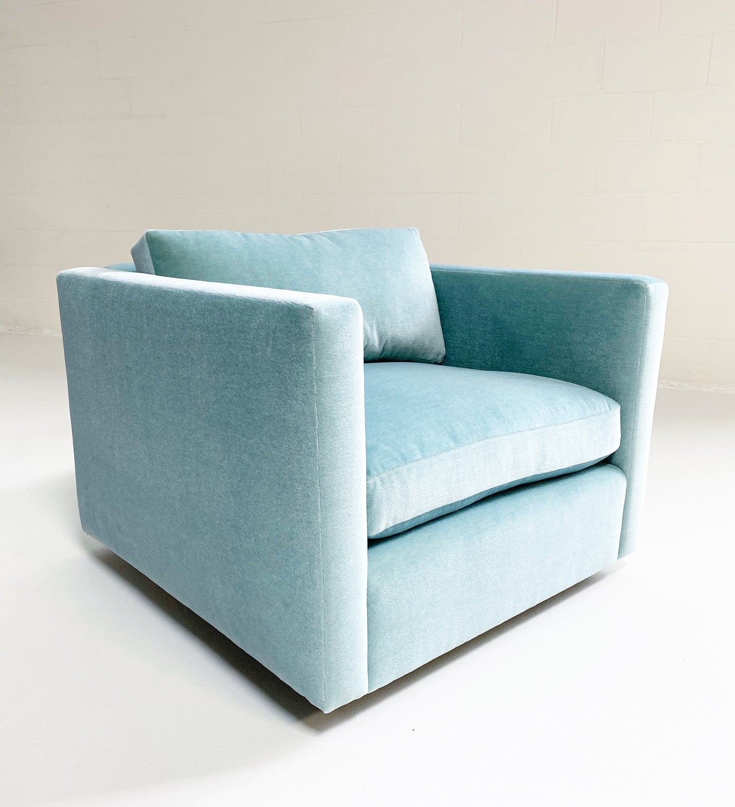 Club Chair & Ottoman in Pierre Frey Mohair Velvet