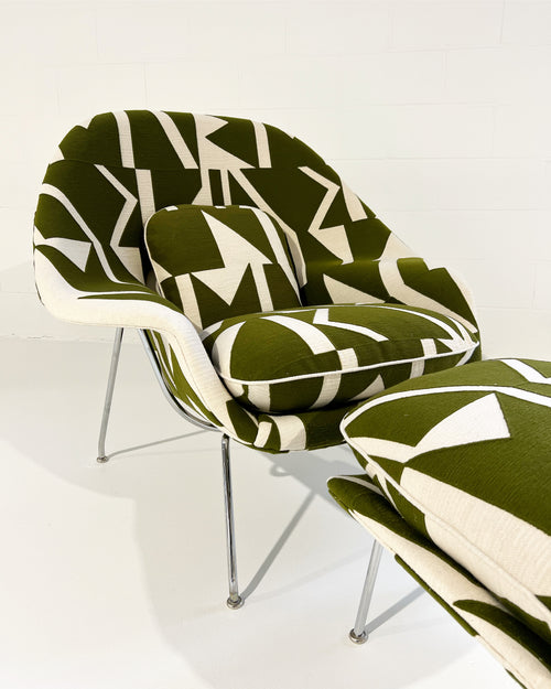 Bespoke Womb Chair and Ottoman in Pierre Frey 'Wokabi' Fabric