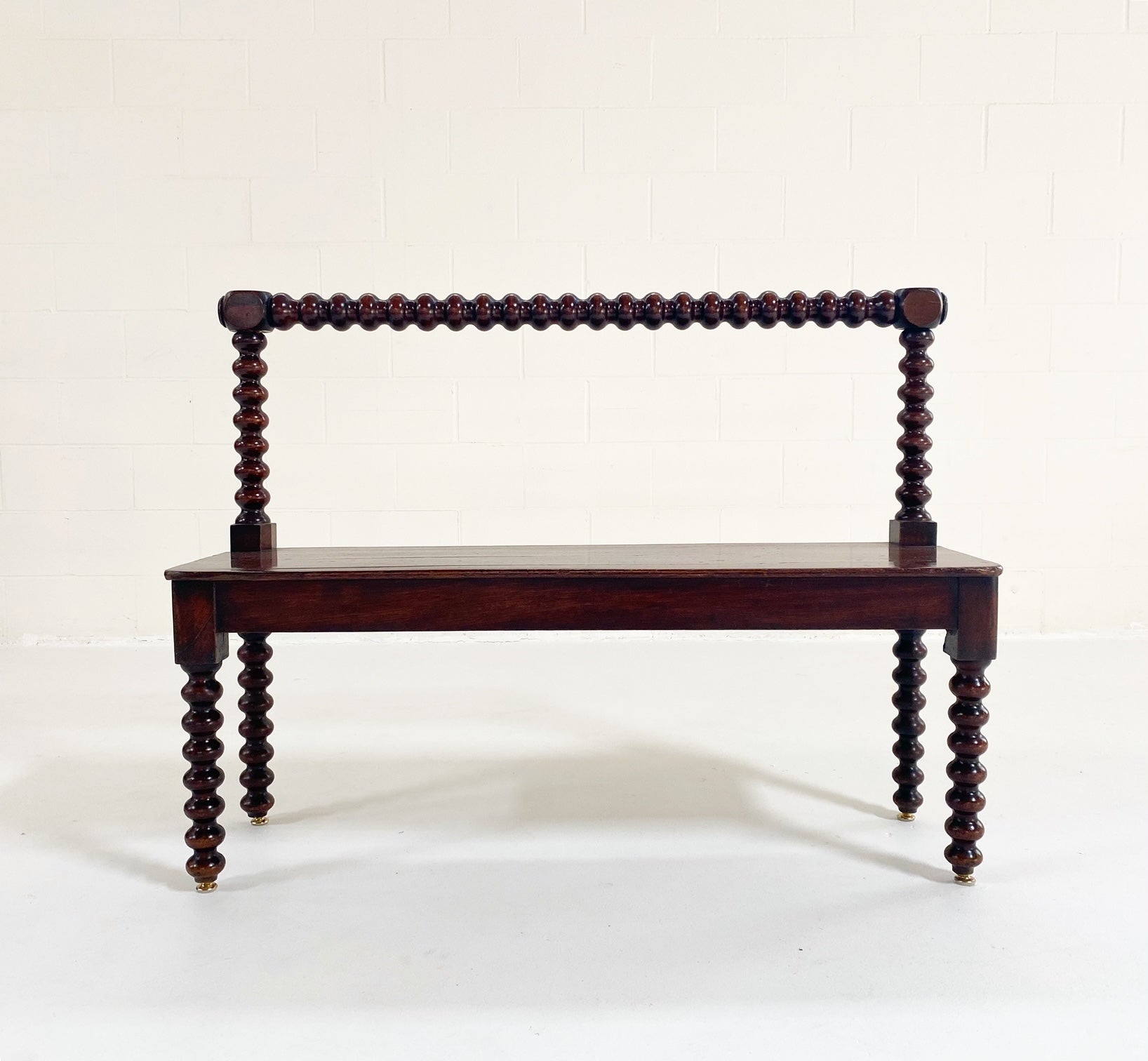 English Bobbin-Turned Mahogany Hall Bench