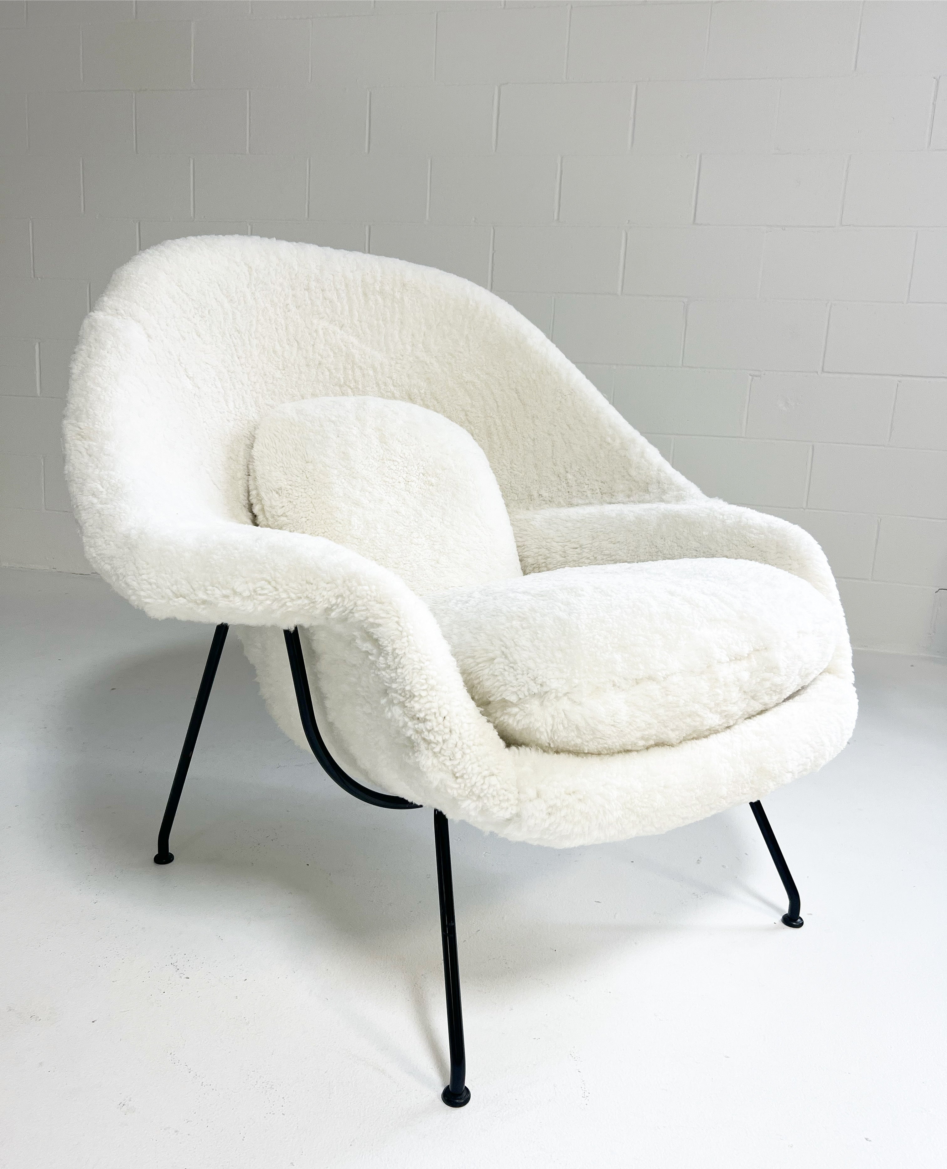Bespoke Womb Chair and Ottoman in Australian Shearling