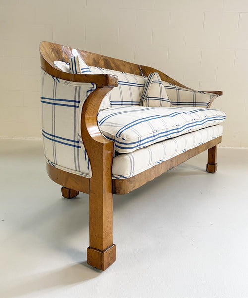 Biedermeier Loveseat in Schumacher Indigo Plaid - FORSYTH