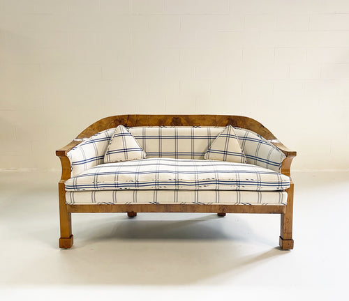 Biedermeier Loveseat in Schumacher Indigo Plaid - FORSYTH