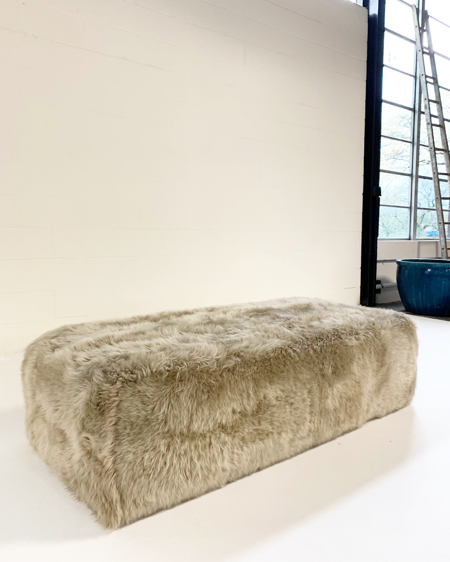 The Forsyth Large Ottoman in Sheepskin - FORSYTH