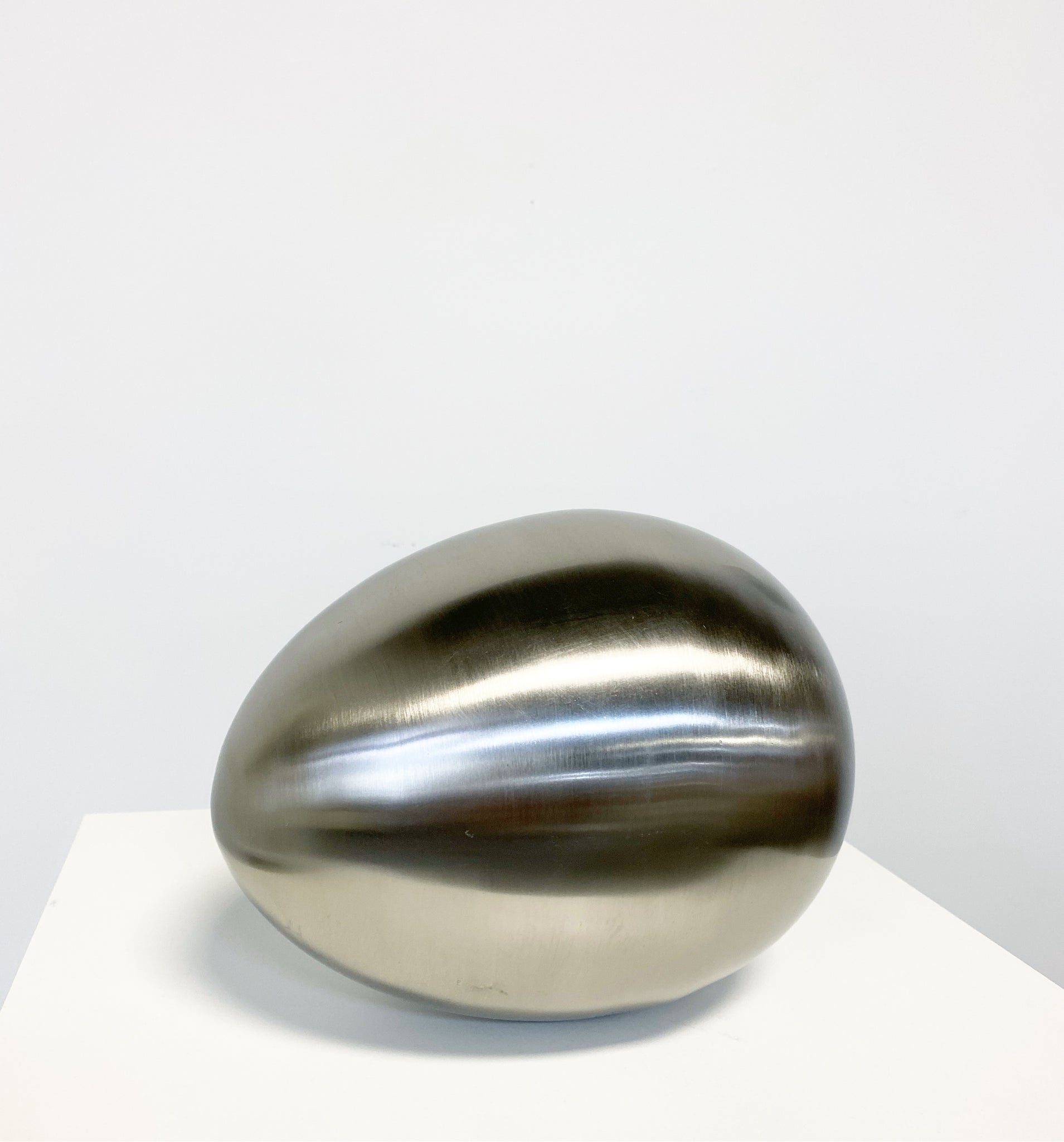 Large Brushed Steel Egg Sculpture
