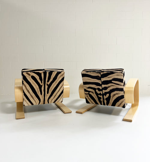 Model 400 "Tank" Lounge Chairs in Zebra, Pair