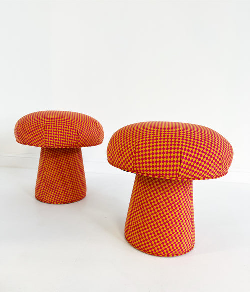 The Forsyth Mushroom Pouf in Maharam Checker by Alexander Girard