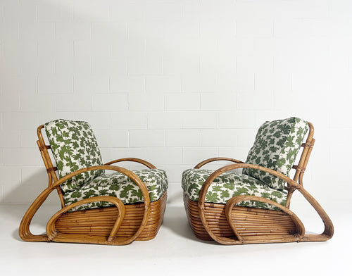 Frankl Style Rattan Chairs in Dedar Be Bop a Lula, Pair