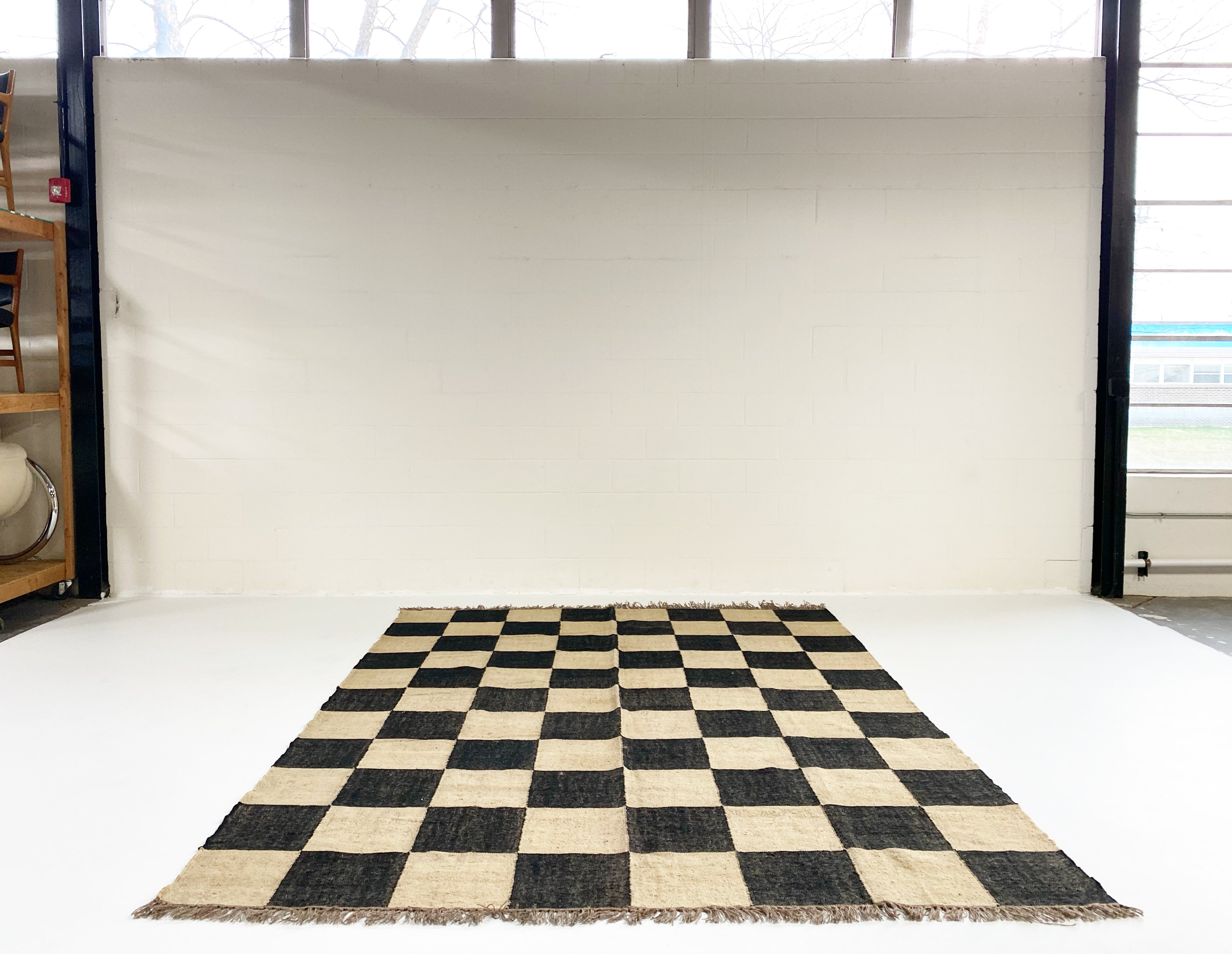 The Checkerboard Rug - Big Checks in Off Black