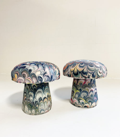 The Forsyth Mushroom Pouf in Beata Heuman Marbleized Velvet