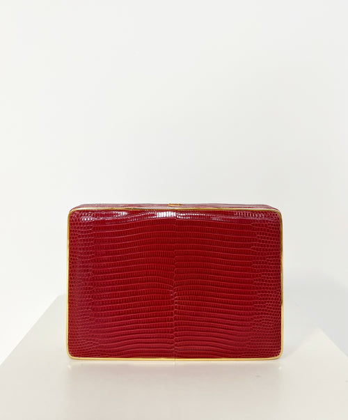 The Square Compact Case in Lizard - Chili Red