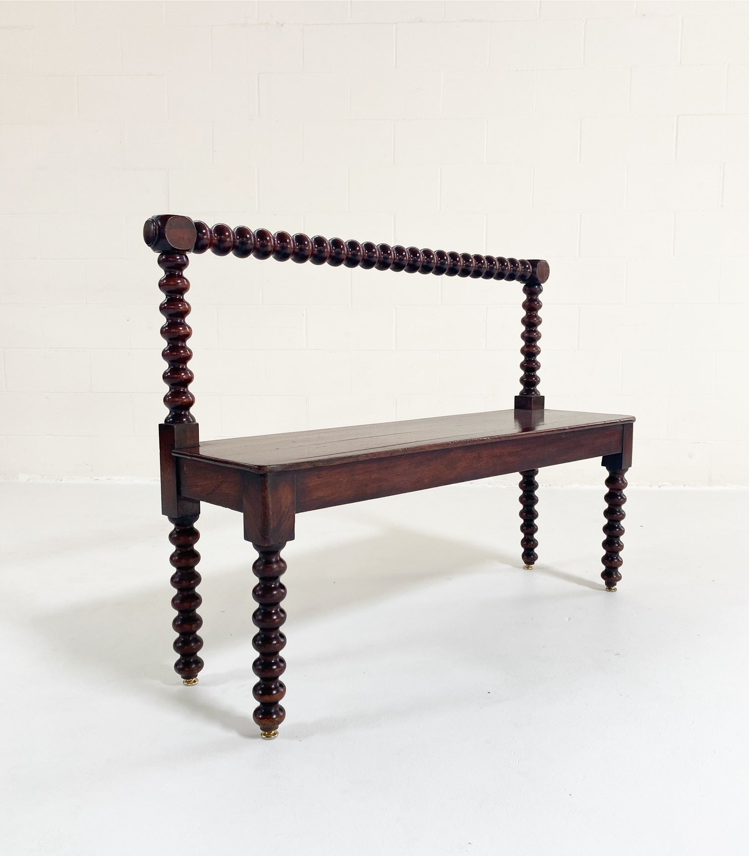 English Bobbin-Turned Mahogany Hall Bench