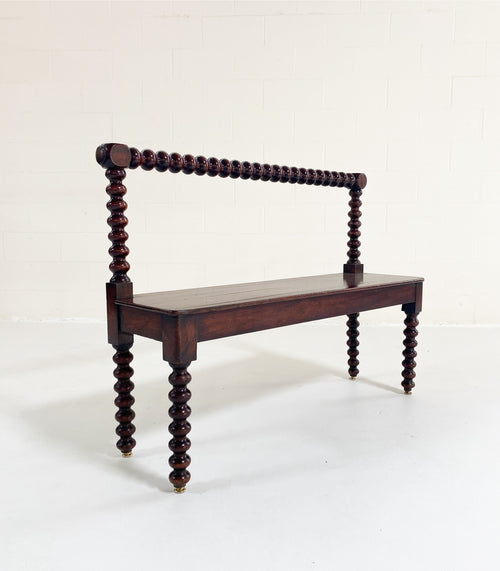 English Bobbin-Turned Mahogany Hall Bench