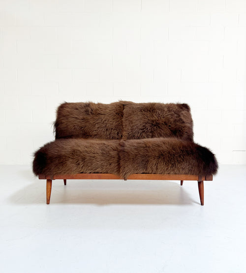 Settee with American Bison Hide Cushions