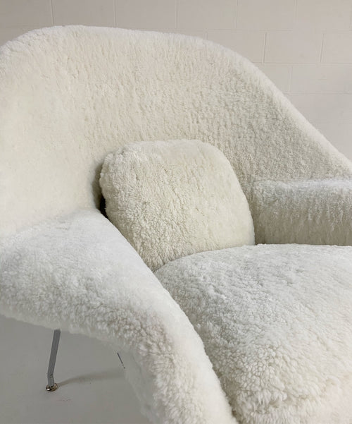 Bespoke Womb Chair and Ottoman in Australian Shearling