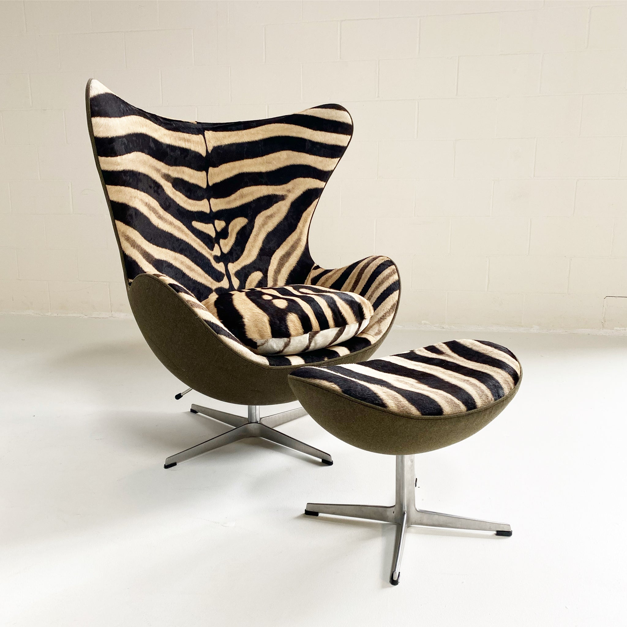 Bespoke Egg Chair and Ottoman in Zebra