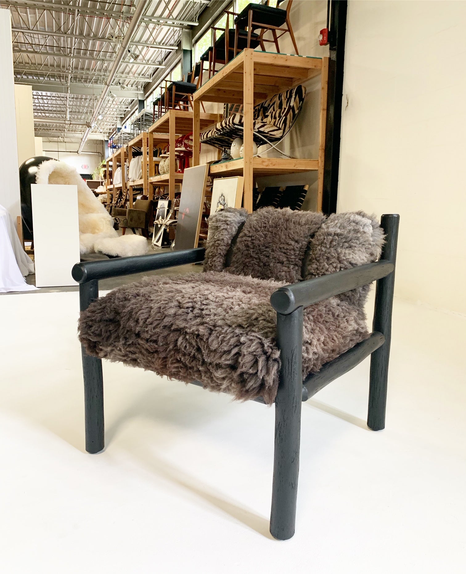 Black Butte Chair and Ottoman with Sheepskin Cushions - FORSYTH