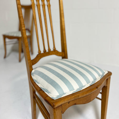 Antique 19th Century Biedermeier Side Chairs in Attersee Cotton Linen, Pair