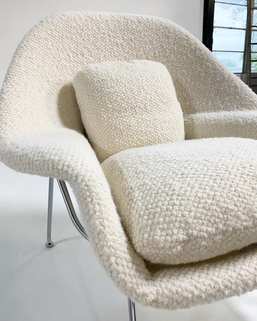 Bespoke Womb Chair and Ottoman in Dedar Boucle