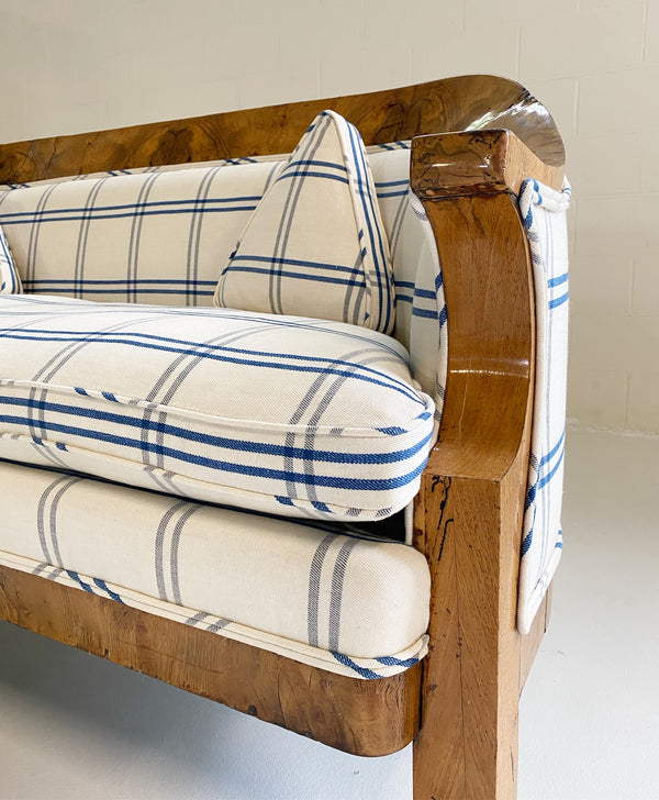 Biedermeier Loveseat in Schumacher Indigo Plaid - FORSYTH