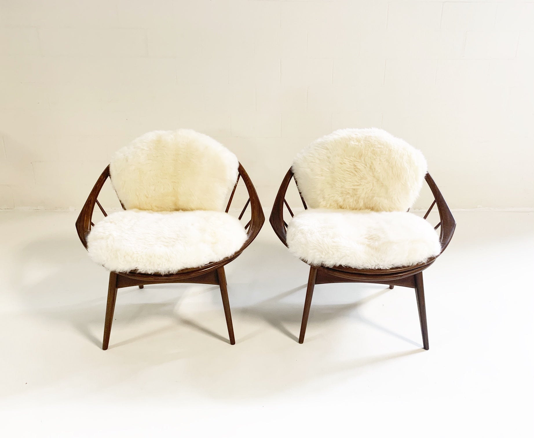 Bentwood Lounge Chairs with Sheepskin Cushions - FORSYTH