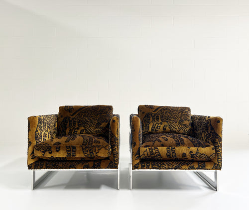 Lounge Chairs in Dedar Tiger Mountain, Pair