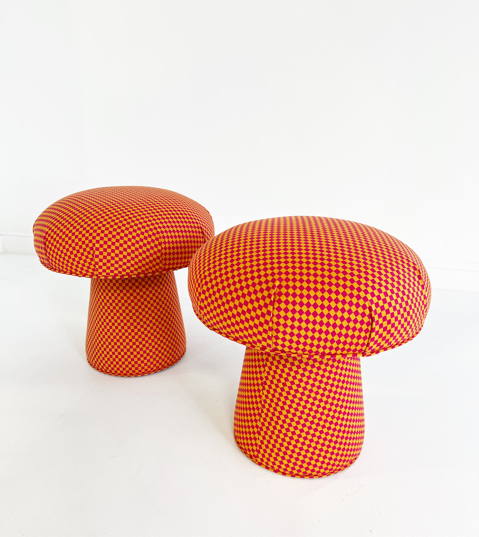 The Forsyth Mushroom Pouf in Maharam Checker by Alexander Girard