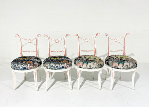 One-of-a-Kind, Hand-Painted 'Sea Monsters' Chairs, Set of 4