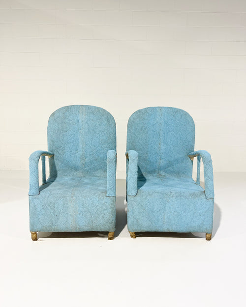 Vintage African Beaded Yoruba Chair - Pale Blue