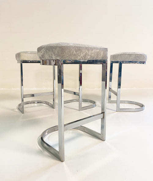 Bar Stools in Brazilian Cowhide, set of 4 - FORSYTH
