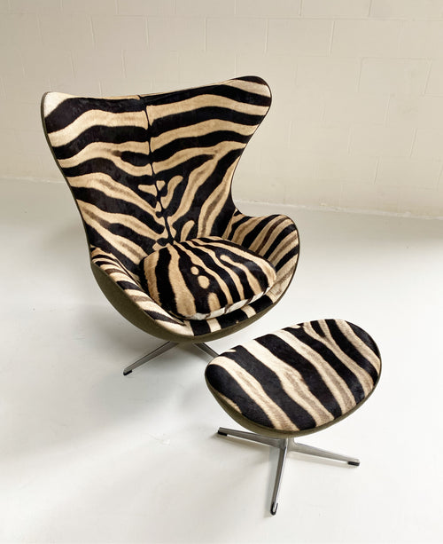 Bespoke Egg Chair and Ottoman in Zebra