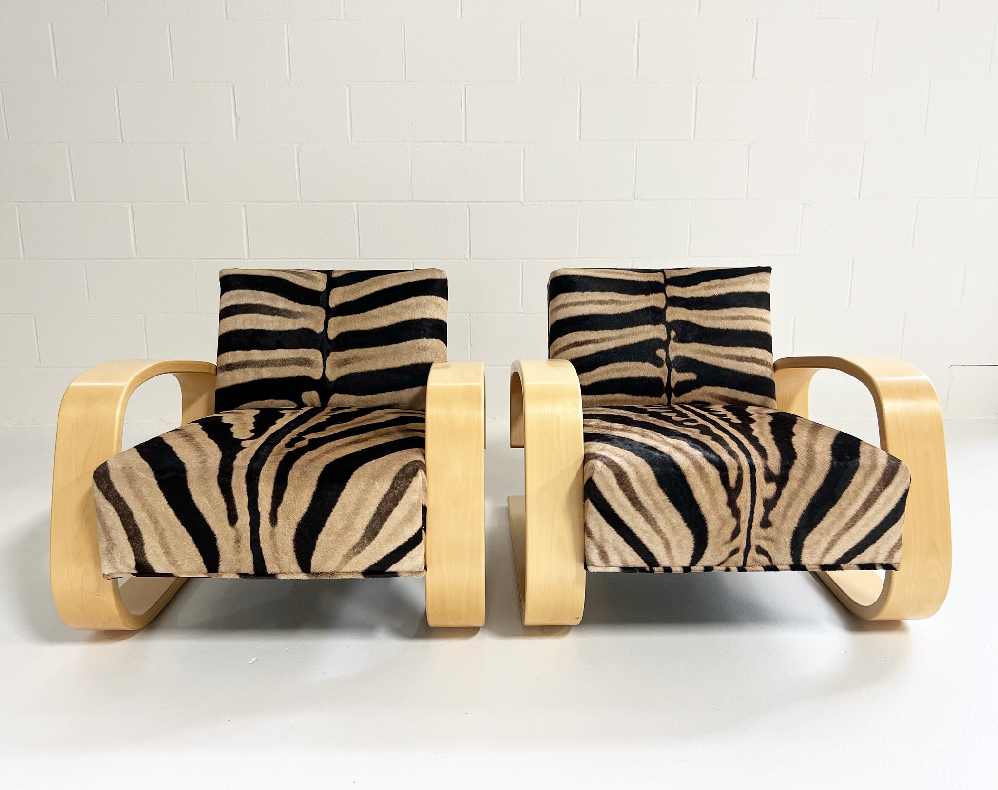 Model 400 "Tank" Lounge Chairs in Zebra, Pair