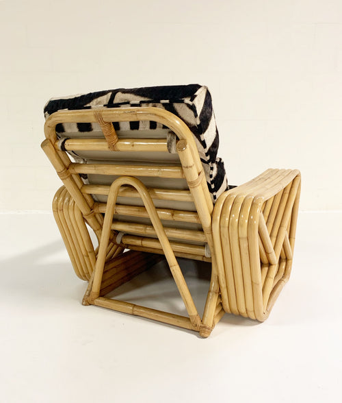 Rattan Lounge Chair and Ottoman in Zebra Hide - FORSYTH