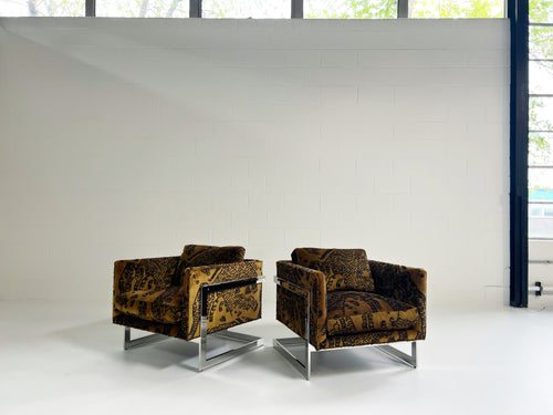 Lounge Chairs in Dedar Tiger Mountain, Pair