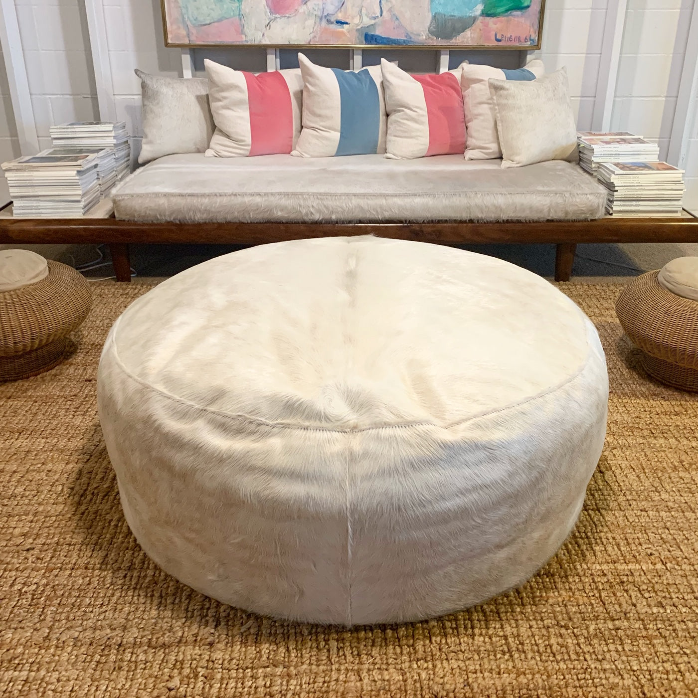 The Forsyth Cloud Ottoman in Cowhide - FORSYTH