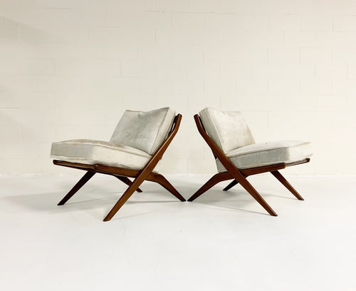 Scissor Chairs with Brazilian Cowhide Cushions, pair - FORSYTH