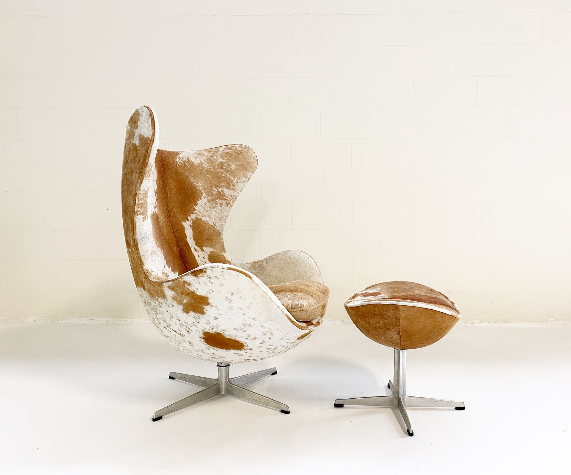 Egg Chair and Ottoman in Brazilian Cowhide - FORSYTH