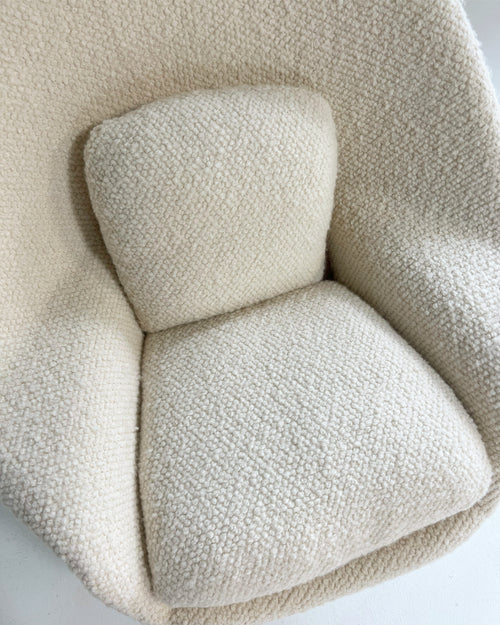 Bespoke Womb Chair and Ottoman in Dedar Boucle