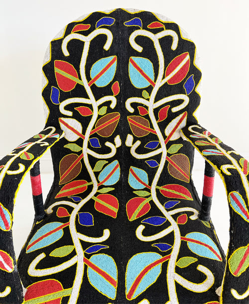 Vintage African Beaded Yoruba Chair - Multicolor