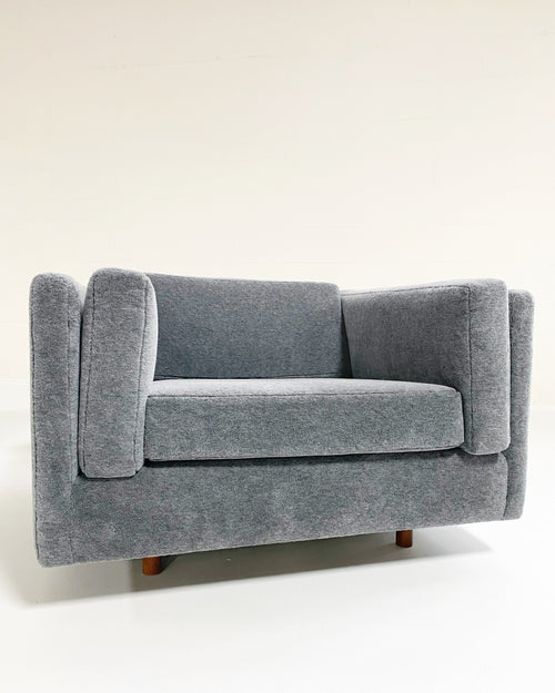 Lounge Chairs in Grey Mohair, Pair