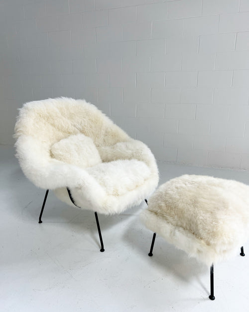 Bespoke Womb Chair and Ottoman in Natural Cashmere