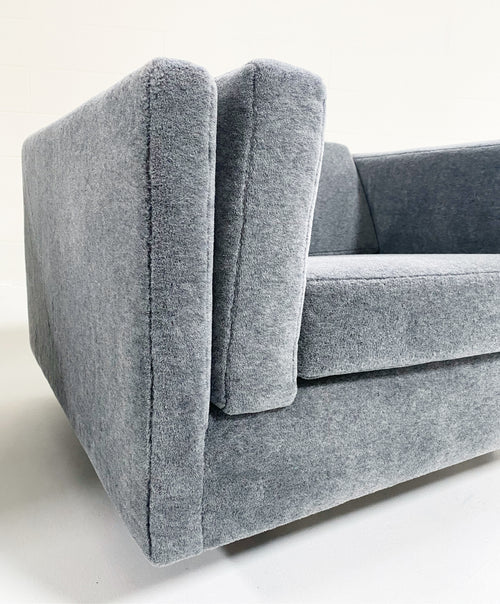 Lounge Chairs in Grey Mohair, Pair