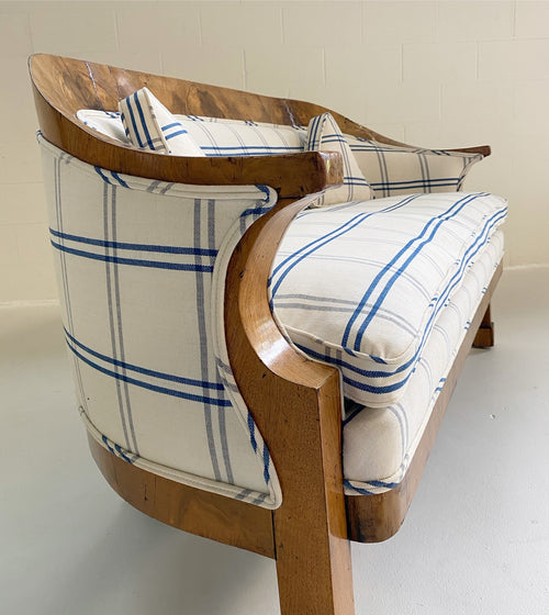 Biedermeier Loveseat in Schumacher Indigo Plaid - FORSYTH
