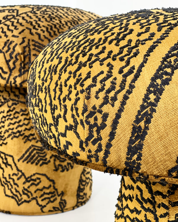 The Forsyth Mushroom Pouf in Dedar 'Tiger Mountain' Jacquard Velvet