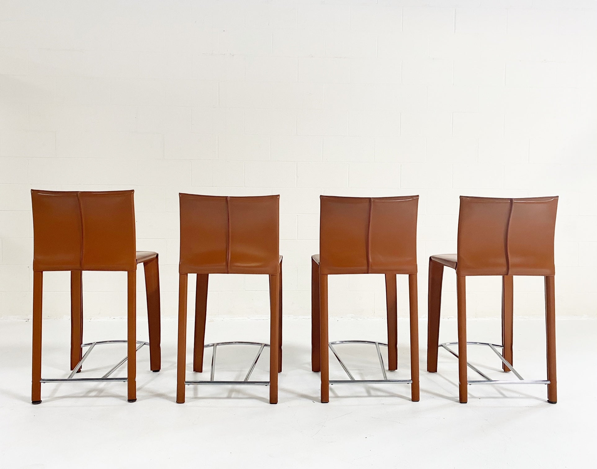 Leather Counter Stools, Set of 4