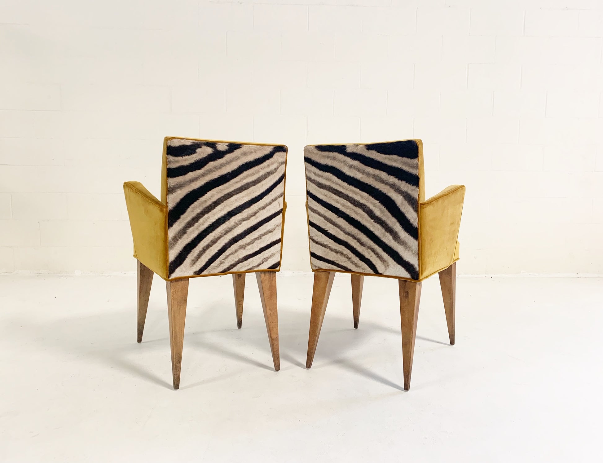 Mexican Modernist Chairs in Loro Piana Velvet and Zebra Hide, pair - FORSYTH