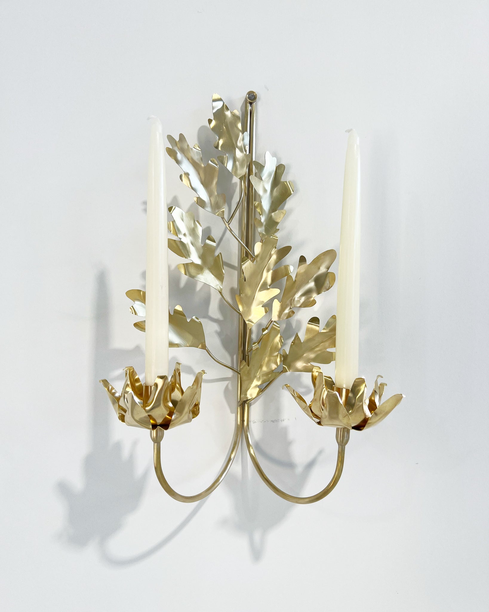 Oak Leaf Double Candle Sconce