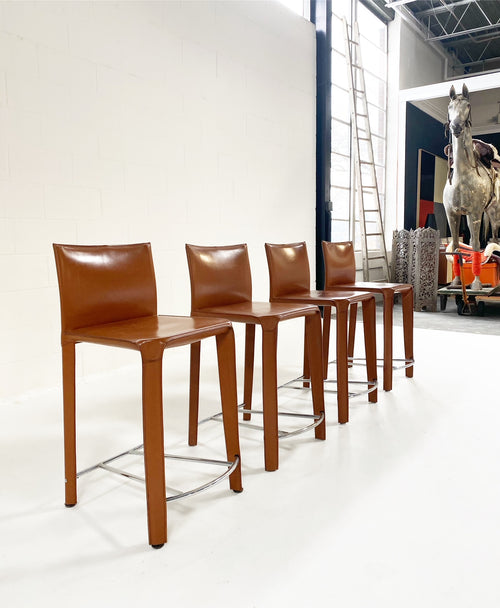 Leather Counter Stools, Set of 4