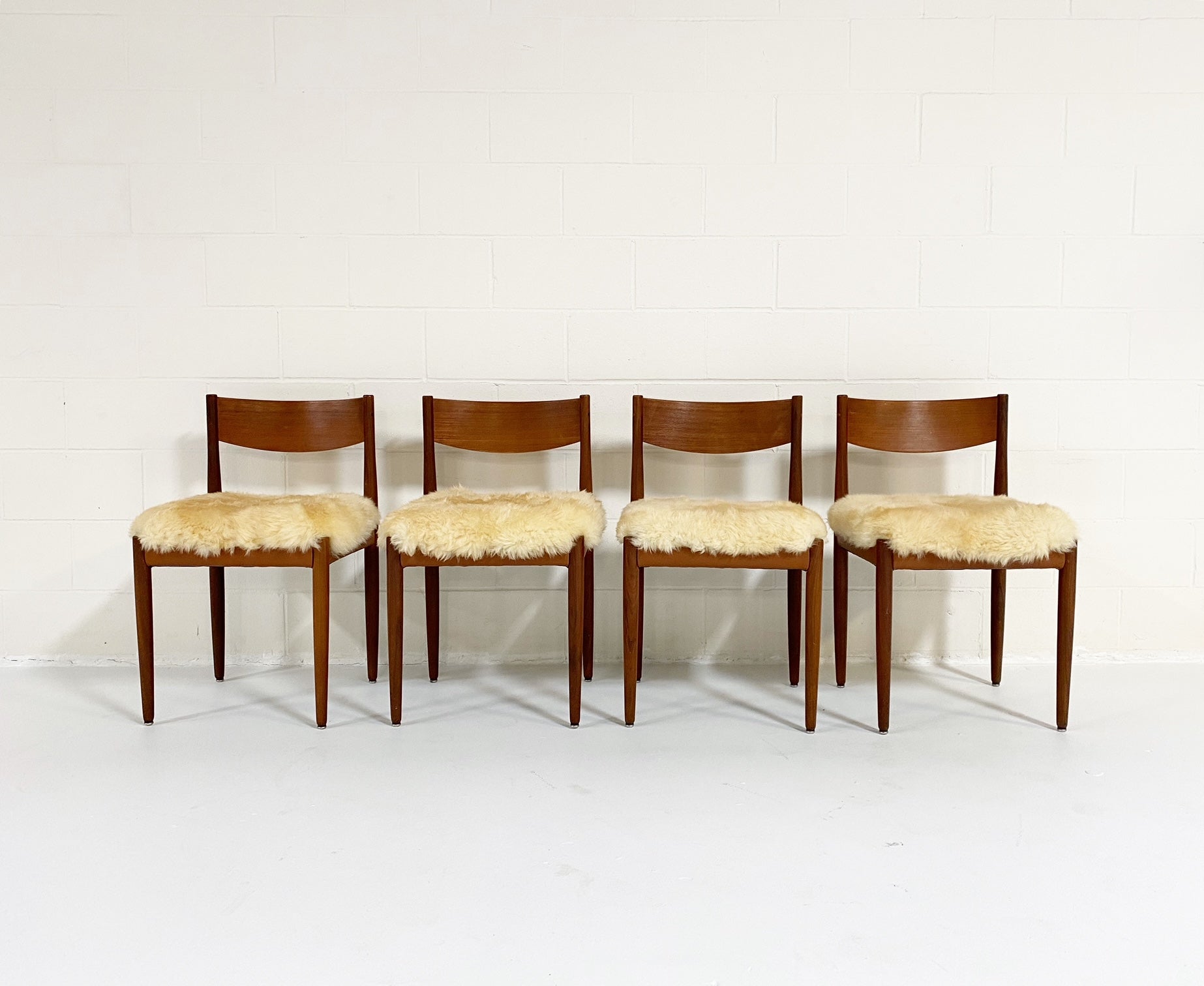 Danish Dining Chairs in Texas Sheepskin, set of 4