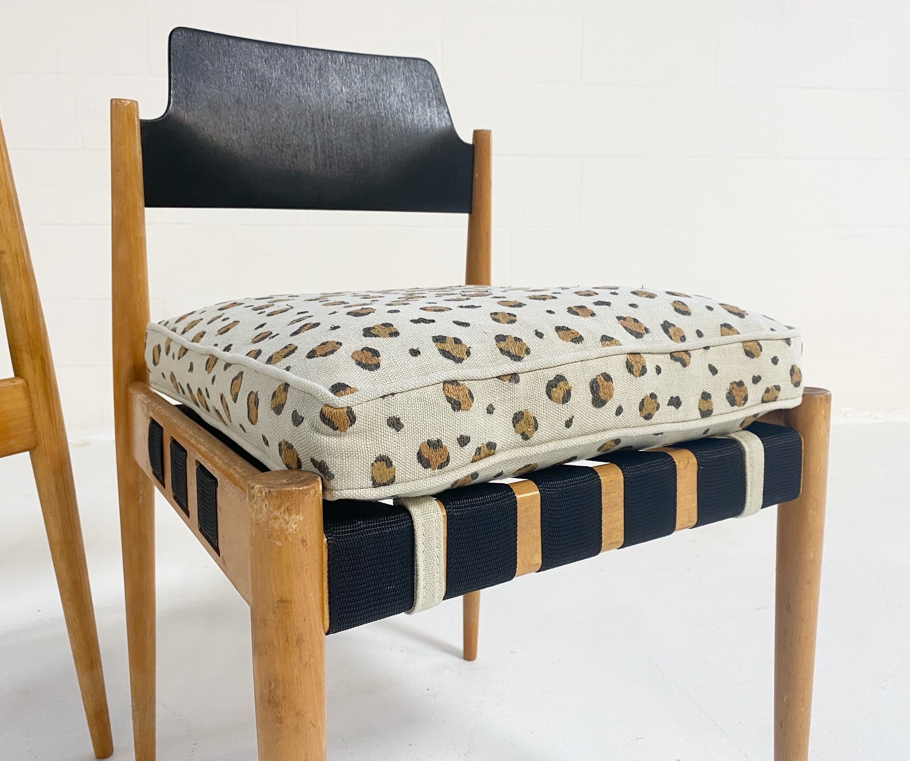 SE 120 Chair with Custom Chelsea Textiles 'Snuggle' Leopard Cushions, ONE CHAIR AVAILABLE