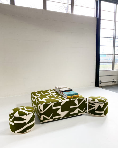 The Forsyth Ottoman in Pierre Frey Wokabi Fabric